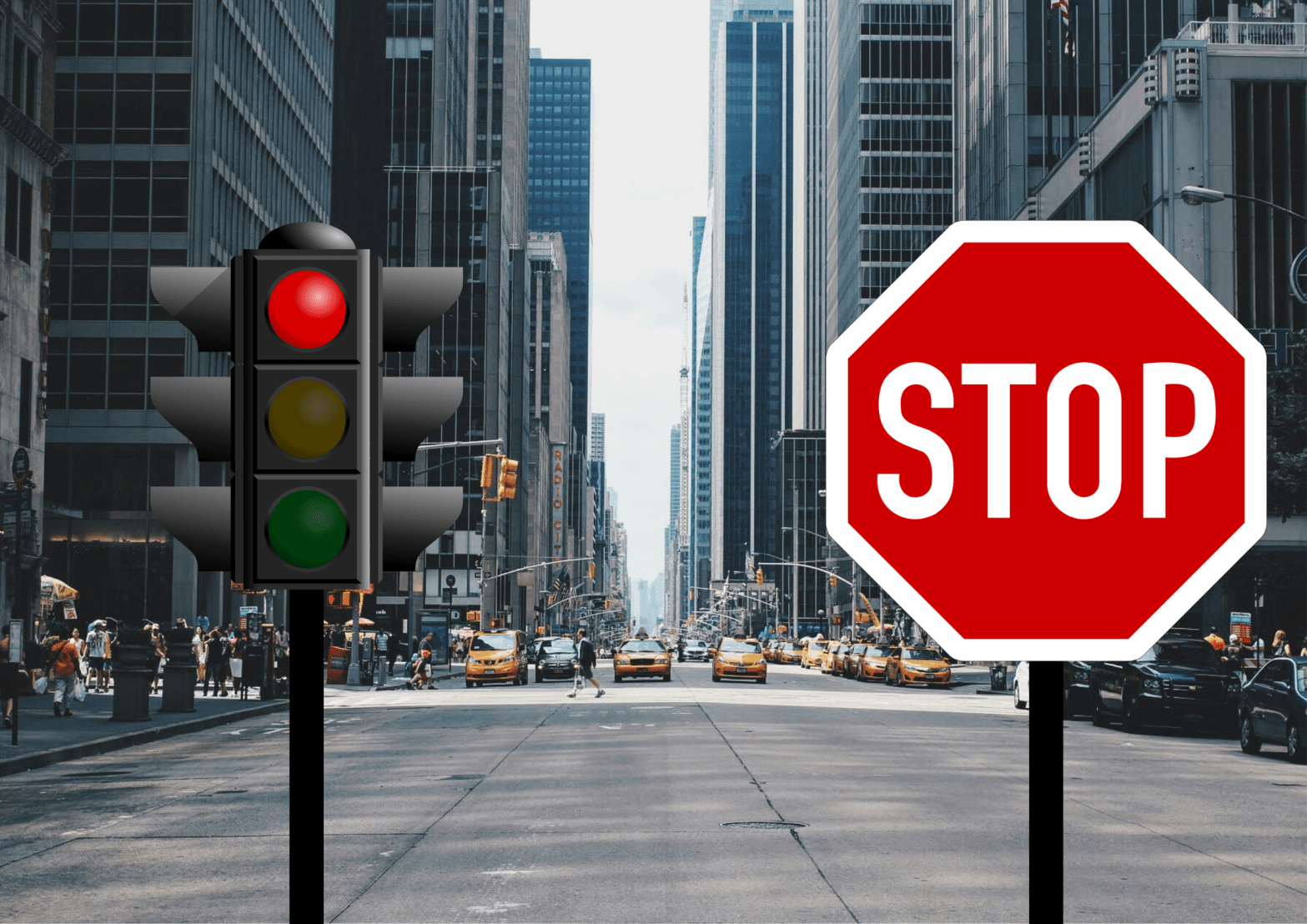 Red Traffic Light to Stop and Pause